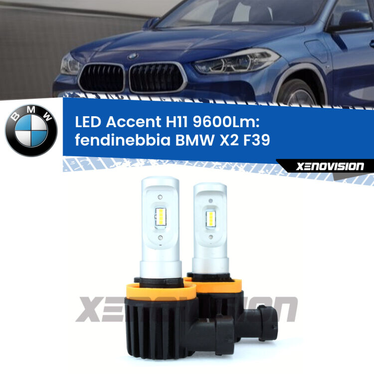 <strong>Kit LED Fendinebbia per BMW X2</strong> F39 2017 in poi.</strong> Coppia lampade <strong>H11</strong> senza ventola e ultracompatte per installazioni in fari senza spazi.