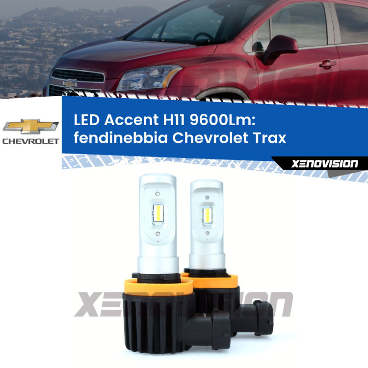 <strong>Kit LED Fendinebbia per Chevrolet Trax</strong>  2012 in poi.</strong> Coppia lampade <strong>H11</strong> senza ventola e ultracompatte per installazioni in fari senza spazi.