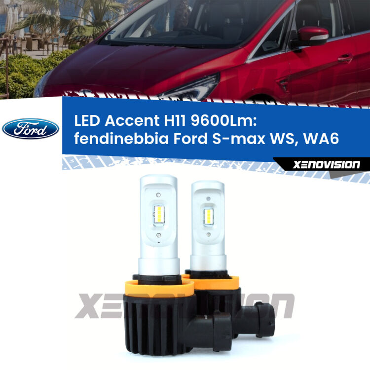 <strong>Kit LED Fendinebbia per Ford S-max</strong> WS, WA6 2006 - 2014.</strong> Coppia lampade <strong>H11</strong> senza ventola e ultracompatte per installazioni in fari senza spazi.
