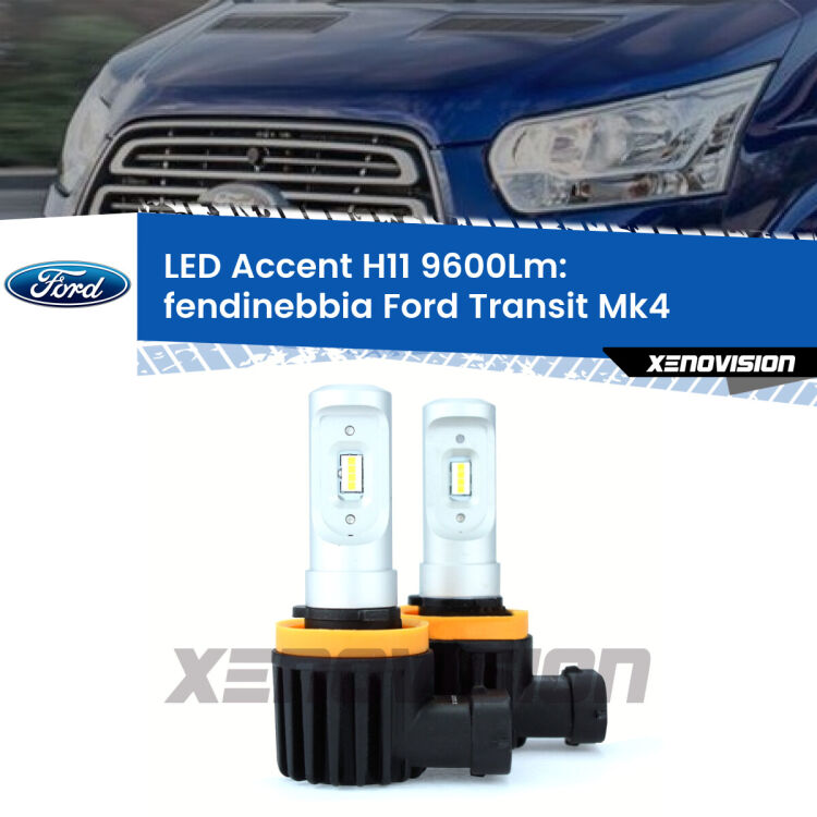 <strong>Kit LED Fendinebbia per Ford Transit</strong> Mk4 2014 in poi.</strong> Coppia lampade <strong>H11</strong> senza ventola e ultracompatte per installazioni in fari senza spazi.