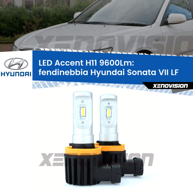 <strong>Kit LED Fendinebbia per Hyundai Sonata VII</strong> LF 2014 in poi.</strong> Coppia lampade <strong>H11</strong> senza ventola e ultracompatte per installazioni in fari senza spazi.