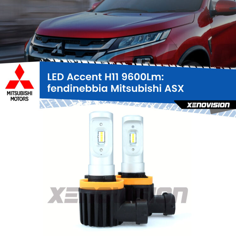 <strong>Kit LED Fendinebbia per Mitsubishi ASX</strong>  2010 - 2015.</strong> Coppia lampade <strong>H11</strong> senza ventola e ultracompatte per installazioni in fari senza spazi.