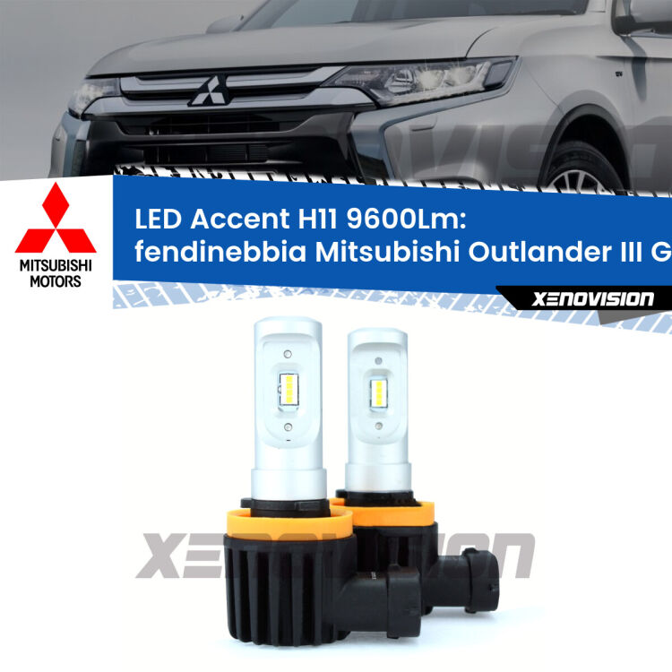 <strong>Kit LED Fendinebbia per Mitsubishi Outlander III</strong> GF 2012 - 2020.</strong> Coppia lampade <strong>H11</strong> senza ventola e ultracompatte per installazioni in fari senza spazi.