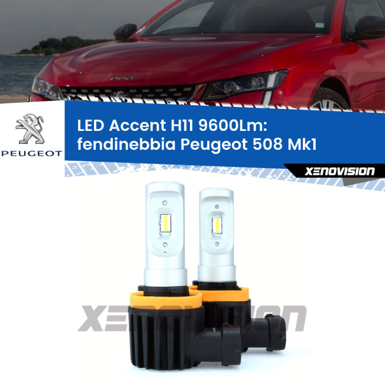 <strong>Kit LED Fendinebbia per Peugeot 508</strong> Mk1 2010 - 2014.</strong> Coppia lampade <strong>H11</strong> senza ventola e ultracompatte per installazioni in fari senza spazi.