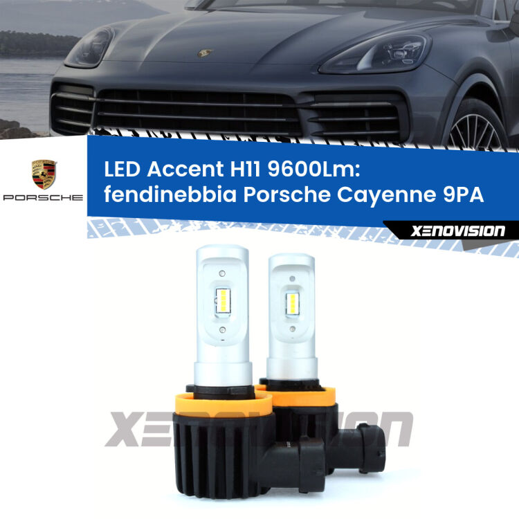<strong>Kit LED Fendinebbia per Porsche Cayenne</strong> 9PA 2002 - 2010.</strong> Coppia lampade <strong>H11</strong> senza ventola e ultracompatte per installazioni in fari senza spazi.