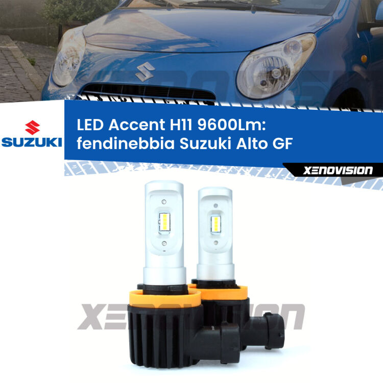 <strong>Kit LED Fendinebbia per Suzuki Alto</strong> GF 2009 in poi.</strong> Coppia lampade <strong>H11</strong> senza ventola e ultracompatte per installazioni in fari senza spazi.