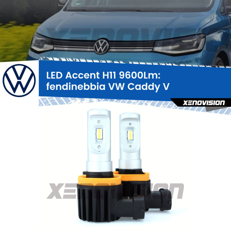 <strong>Kit LED Fendinebbia per VW Caddy V</strong>  2021 in poi.</strong> Coppia lampade <strong>H11</strong> senza ventola e ultracompatte per installazioni in fari senza spazi.
