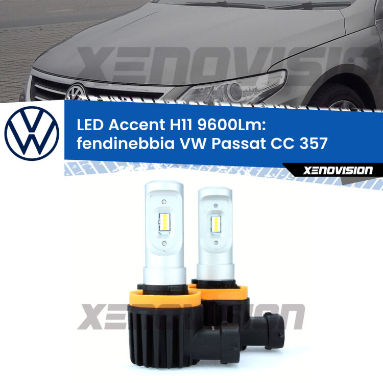 <strong>Kit LED Fendinebbia per VW Passat CC</strong> 357 2008 - 2012.</strong> Coppia lampade <strong>H11</strong> senza ventola e ultracompatte per installazioni in fari senza spazi.