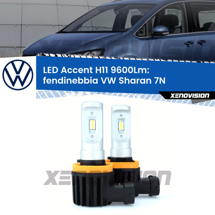 <strong>Kit LED Fendinebbia per VW Sharan</strong> 7N 2010 - 2019.</strong> Coppia lampade <strong>H11</strong> senza ventola e ultracompatte per installazioni in fari senza spazi.