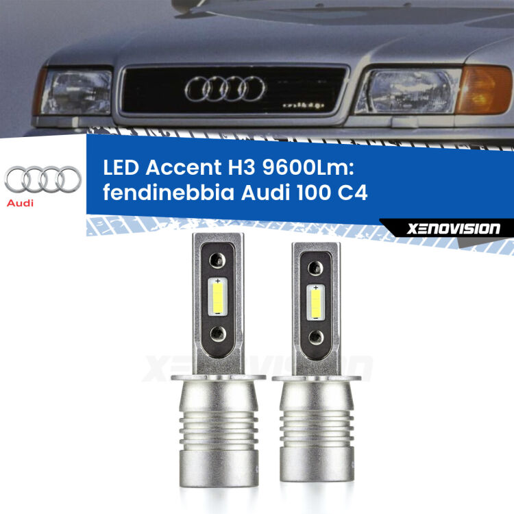 <strong>Kit LED Fendinebbia per Audi 100</strong> C4 a parabola singola.</strong> Coppia lampade <strong>H3</strong> senza ventola e ultracompatte per installazioni in fari senza spazi.