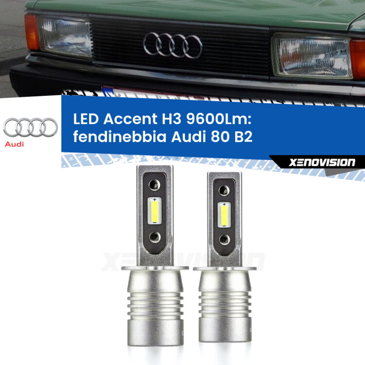 <strong>Kit LED Fendinebbia per Audi 80</strong> B2 1978 - 1986.</strong> Coppia lampade <strong>H3</strong> senza ventola e ultracompatte per installazioni in fari senza spazi.