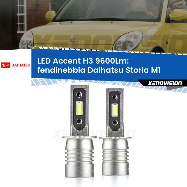 <strong>Kit LED Fendinebbia per Daihatsu Storia</strong> M1 1998 - 2005.</strong> Coppia lampade <strong>H3</strong> senza ventola e ultracompatte per installazioni in fari senza spazi.