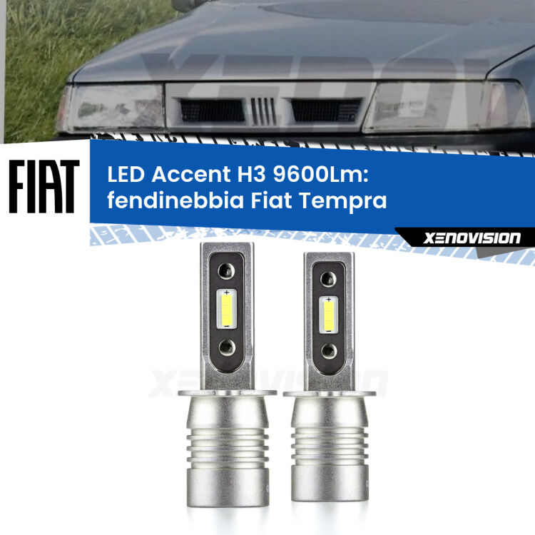 Fendinebbia LED H3 9600Lm per Fiat Tempra  1990 - 1996 <strong>Kit LED Fendinebbia per Fiat Tempra</strong>  1990 - 1996.</strong> Coppia lampade <strong>H3</strong> senza ventola e ultracompatte per installazioni in fari senza spazi.