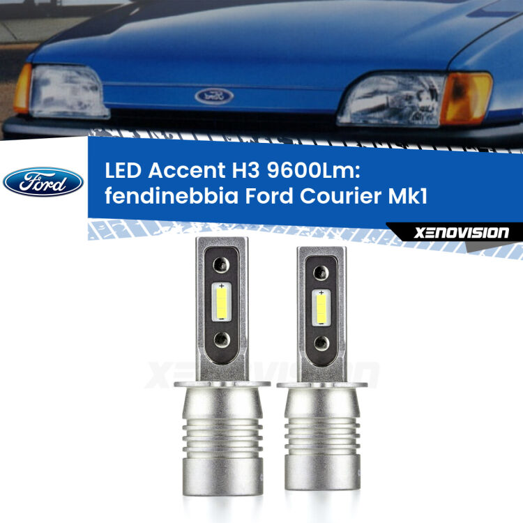 <strong>Kit LED Fendinebbia per Ford Courier</strong> Mk1 1991 - 1995.</strong> Coppia lampade <strong>H3</strong> senza ventola e ultracompatte per installazioni in fari senza spazi.
