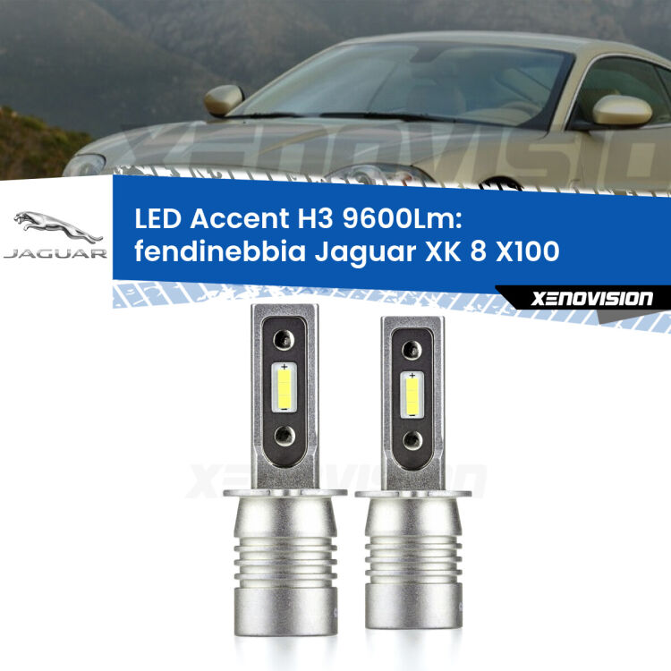 0 Fendinebbia LED H3 9600Lm per Jaguar XK 8 X100 1996 - 2005 <strong>Kit LED Fendinebbia per Jaguar XK 8</strong> X100 1996 - 2005.</strong> Coppia lampade <strong>H3</strong> senza ventola e ultracompatte per installazioni in fari senza spazi.