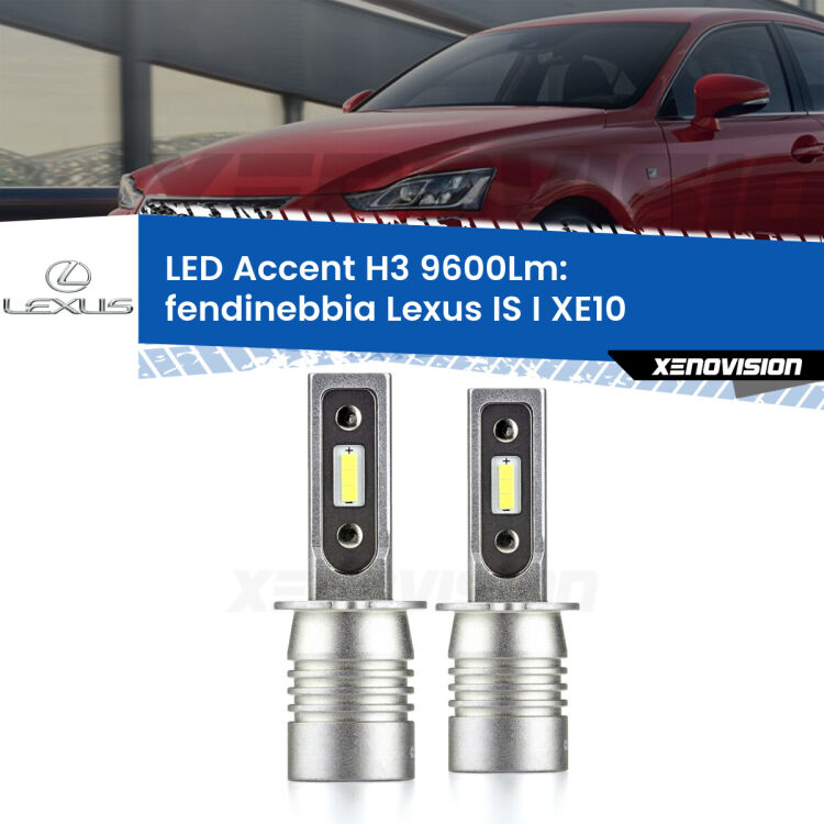 <strong>Kit LED Fendinebbia per Lexus IS I</strong> XE10 restyling.</strong> Coppia lampade <strong>H3</strong> senza ventola e ultracompatte per installazioni in fari senza spazi.