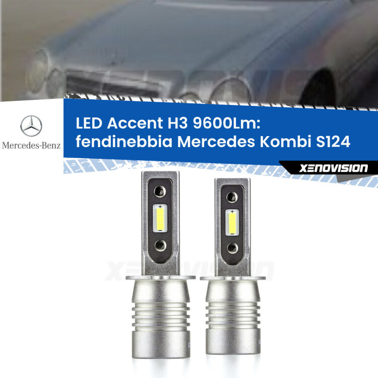 Fendinebbia LED H3 9600Lm per Mercedes Kombi S124 1985 - 1993 <strong>Kit LED Fendinebbia per Mercedes Kombi</strong> S124 1985 - 1993.</strong> Coppia lampade <strong>H3</strong> senza ventola e ultracompatte per installazioni in fari senza spazi.