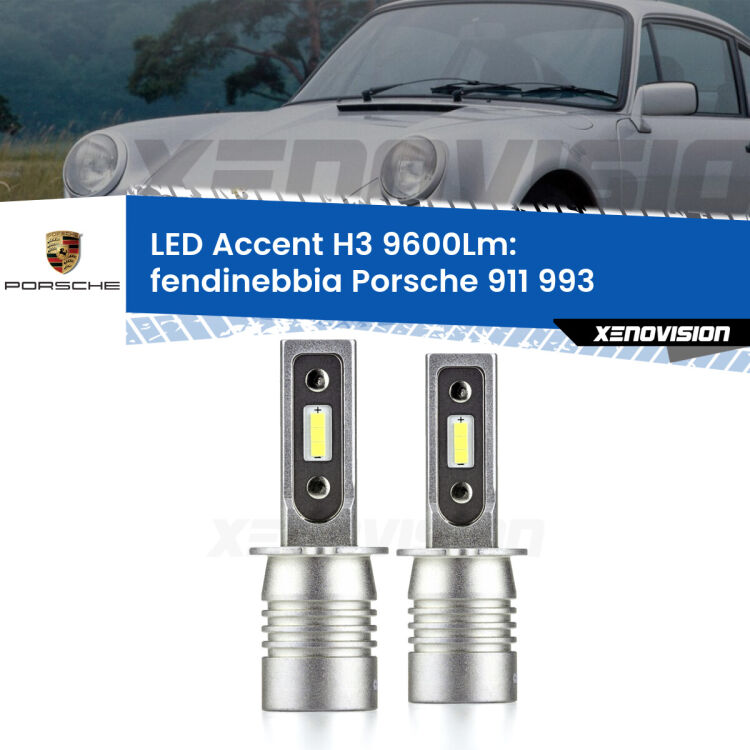 Fendinebbia LED H3 9600Lm per Porsche 911 993 1993 - 1997 <strong>Kit LED Fendinebbia per Porsche 911</strong> 993 1993 - 1997.</strong> Coppia lampade <strong>H3</strong> senza ventola e ultracompatte per installazioni in fari senza spazi.