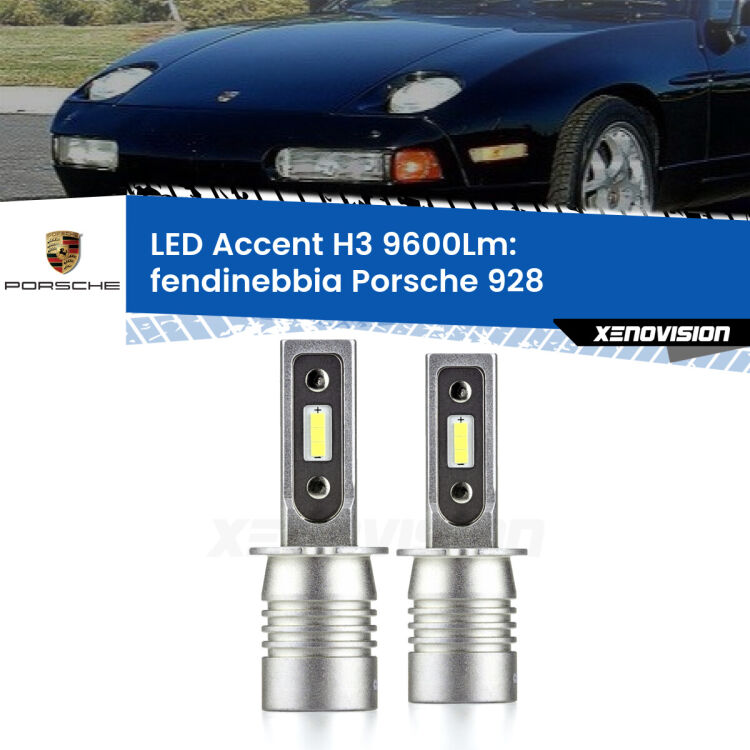 Fendinebbia LED H3 9600Lm per Porsche 928  1977 - 1995 <strong>Kit LED Fendinebbia per Porsche 928</strong>  1977 - 1995.</strong> Coppia lampade <strong>H3</strong> senza ventola e ultracompatte per installazioni in fari senza spazi.