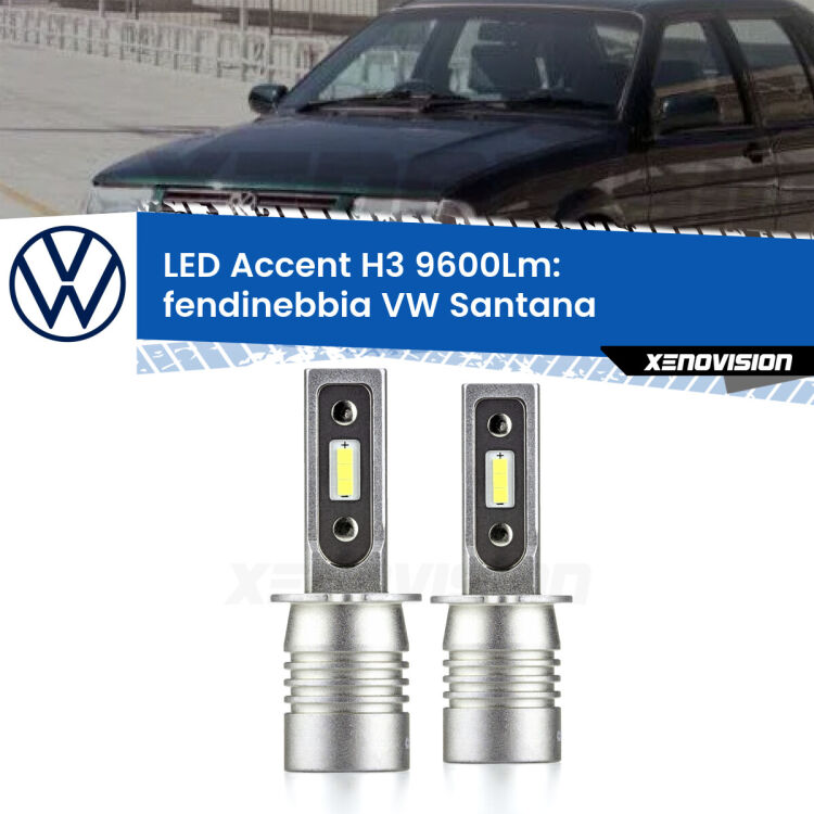 <strong>Kit LED Fendinebbia per VW Santana</strong>  1995 - 2012.</strong> Coppia lampade <strong>H3</strong> senza ventola e ultracompatte per installazioni in fari senza spazi.