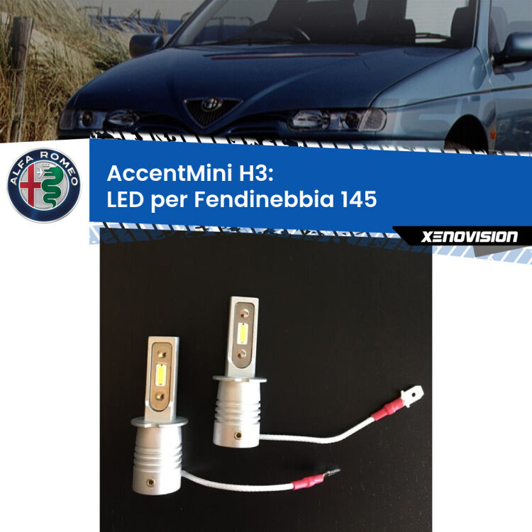 0 Fendinebbia LED H3 9600Lumen per Alfa romeo 145 (930) 1994 -2001 Lampade H3 <strong>fendinebbia LED Alfa romeo 145.</strong> Coppia lampade fanless ultracompatte per installazioni in fari senza spazi.