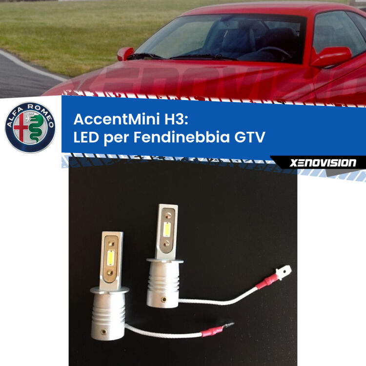 0 Fendinebbia LED H3 9600Lumen per Alfa romeo GTV (916) 1995 -2005 Lampade H3 <strong>fendinebbia LED Alfa romeo GTV.</strong> Coppia lampade fanless ultracompatte per installazioni in fari senza spazi.