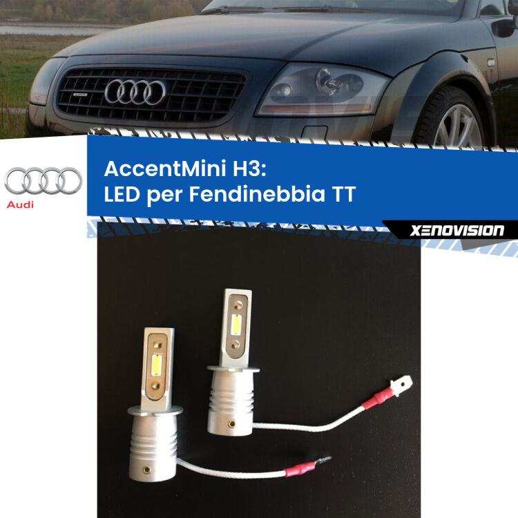 0 Fendinebbia LED H3 9600Lumen per Audi TT (8N) 1998 -2006 Lampade H3 <strong>fendinebbia LED Audi TT.</strong> Coppia lampade fanless ultracompatte per installazioni in fari senza spazi.