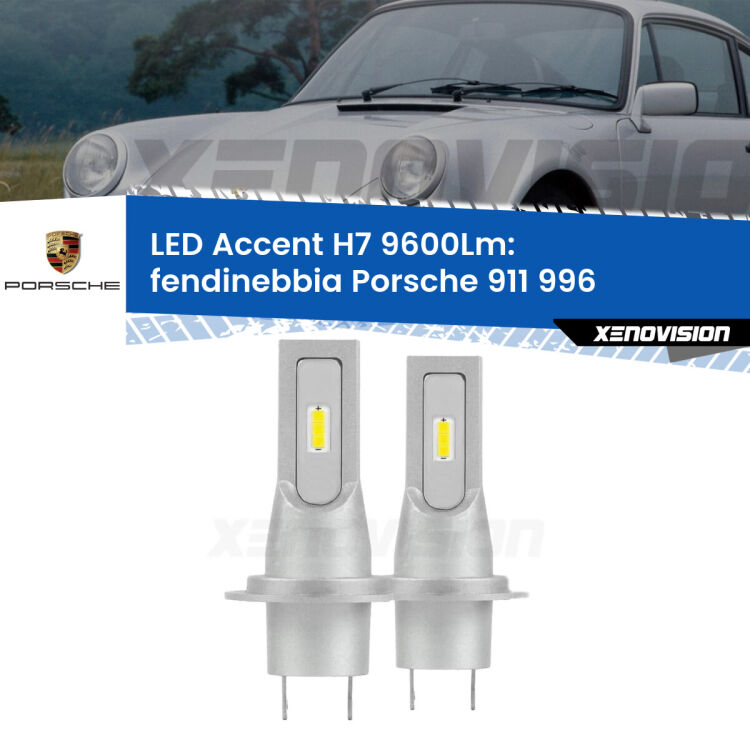 Fendinebbia LED H7 9600Lm per Porsche 911 996 1997 - 2001 <strong>Kit LED Fendinebbia per Porsche 911</strong> 996 1997 - 2001.</strong> Coppia lampade <strong>H7</strong> senza ventola e ultracompatte per installazioni in fari senza spazi.
