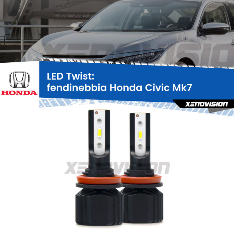 Fendinebbia LED Honda Civic Mk7 2001 - 2005: Twist 11,000Lm <strong>Kit fendinebbia LED</strong> per <strong>Honda Civic</strong> Mk7 2001 - 2005. Compatte, impermeabili, senza ventola: praticamente indistruttibili. Top Quality.