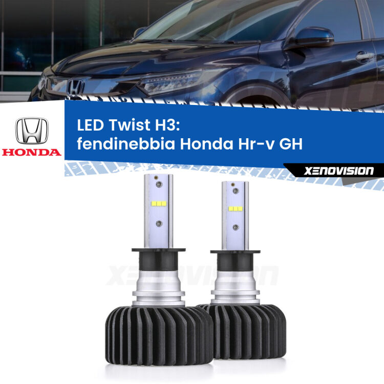 <strong>Kit fendinebbia LED</strong> H3 per <strong>Honda Hr-v</strong> GH 1998 - 2012. Compatte, impermeabili, senza ventola: praticamente indistruttibili. Top Quality.