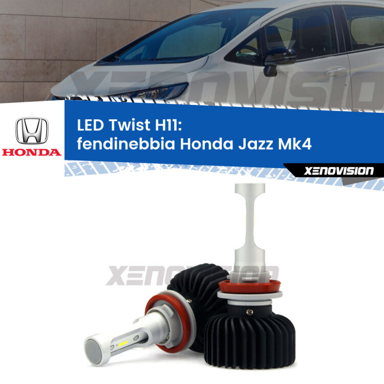 <strong>Kit fendinebbia LED</strong> H11 per <strong>Honda Jazz</strong> Mk4 2013 - 2019. Compatte, impermeabili, senza ventola: praticamente indistruttibili. Top Quality.