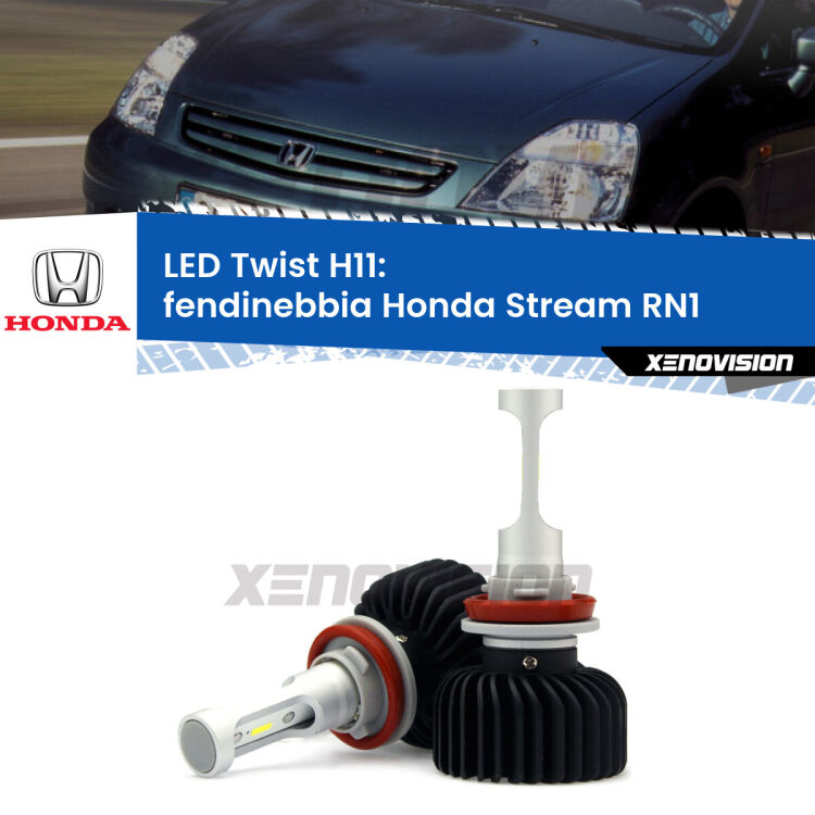 <strong>Kit fendinebbia LED</strong> H11 per <strong>Honda Stream</strong> RN1 2001 - 2006. Compatte, impermeabili, senza ventola: praticamente indistruttibili. Top Quality.