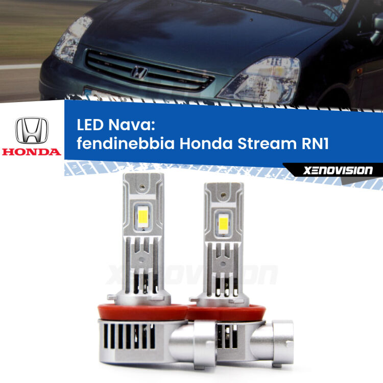 0 Fendinebbia LED Honda Stream RN1 2001 - 2006: Nava 20,000Lm <strong>Fendinebbia LED no-spie per Honda Stream</strong> RN1 2001 - 2006. Coppia lampade <strong>H11</strong>/H9/H8/H16(JP) modello Nava canbus, raffreddate a ventola.