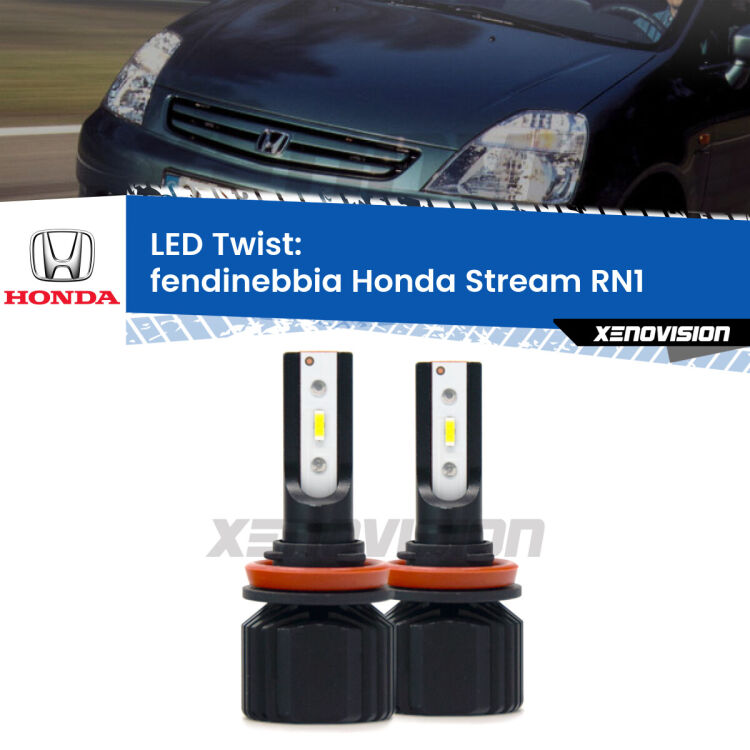 Fendinebbia LED Honda Stream RN1 2001 - 2006: Twist 11,000Lm <strong>Kit fendinebbia LED</strong> per <strong>Honda Stream</strong> RN1 2001 - 2006. Compatte, impermeabili, senza ventola: praticamente indistruttibili. Top Quality.