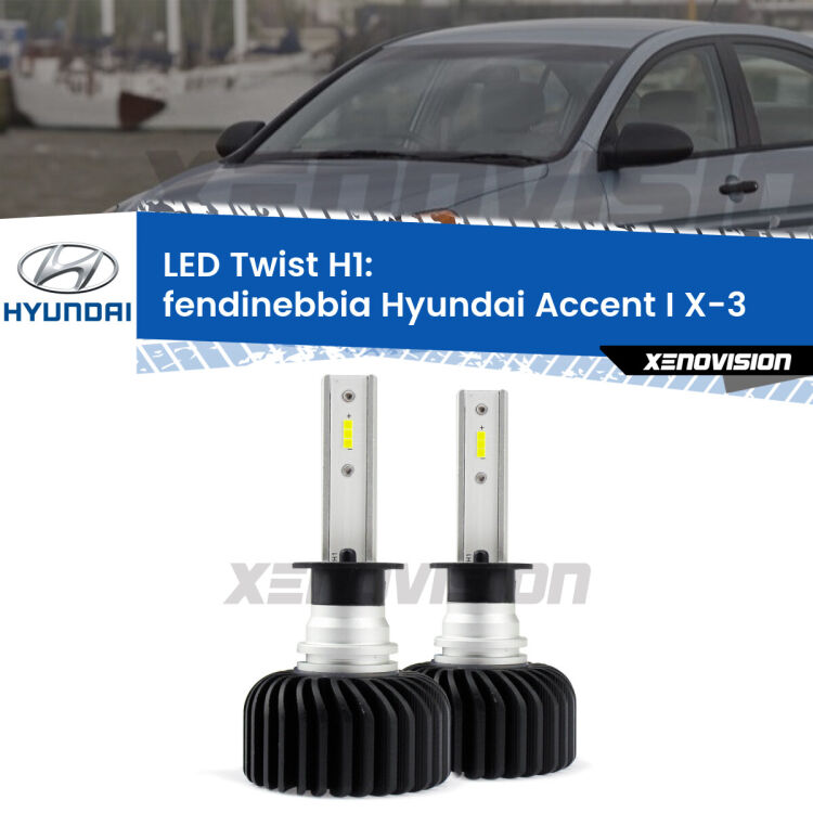 Fendinebbia LED Hyundai Accent I X-3 1994 - 2000: H1 11,000Lm <strong>Kit fendinebbia LED</strong> H1 per <strong>Hyundai Accent I</strong> X-3 1994 - 2000. Compatte, impermeabili, senza ventola: praticamente indistruttibili. Top Quality.