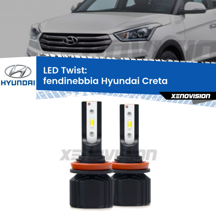 Fendinebbia LED Hyundai Creta  2016 in poi: Twist 11,000Lm <strong>Kit fendinebbia LED</strong> per <strong>Hyundai Creta</strong>  2016 in poi. Compatte, impermeabili, senza ventola: praticamente indistruttibili. Top Quality.