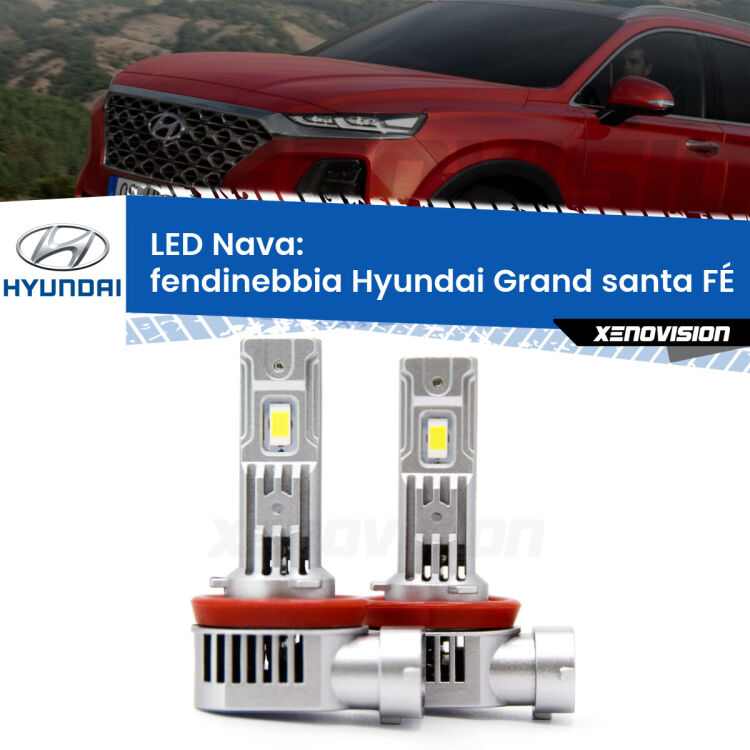 0 Fendinebbia LED Hyundai Grand santa FÉ  2013 in poi: Nava 20,000Lm <strong>Fendinebbia LED no-spie per Hyundai Grand santa FÉ</strong>  2013 in poi. Coppia lampade <strong>H11</strong>/H9/H8/H16(JP) modello Nava canbus, raffreddate a ventola.