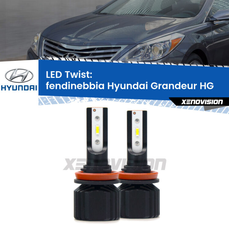 Fendinebbia LED Hyundai Grandeur HG 2011 - 2016: Twist 11,000Lm <strong>Kit fendinebbia LED</strong> per <strong>Hyundai Grandeur</strong> HG 2011 - 2016. Compatte, impermeabili, senza ventola: praticamente indistruttibili. Top Quality.