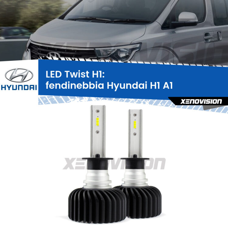 <strong>Kit fendinebbia LED</strong> H1 per <strong>Hyundai H1</strong> A1 2006 - 2008. Compatte, impermeabili, senza ventola: praticamente indistruttibili. Top Quality.