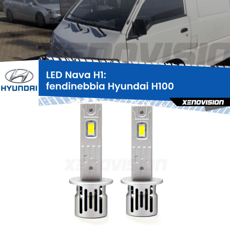 Fendinebbia LED Hyundai H100  1994 - 2000: H1 Nava <strong>Fendinebbia LED no-spie per Hyundai H100</strong>  1994 - 2000. Coppia lampade <strong> H1</strong> modello Nava canbus, raffreddate a ventola.