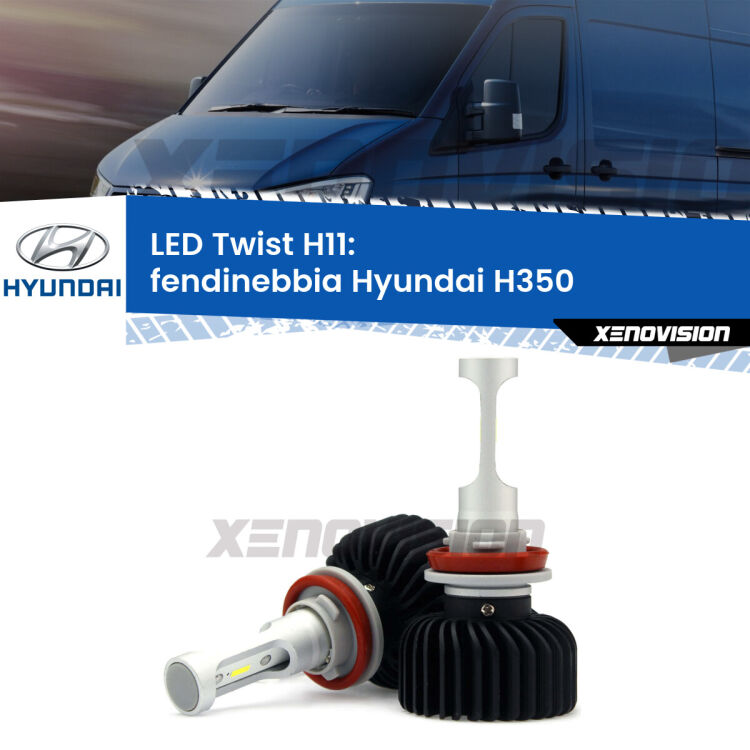 <strong>Kit fendinebbia LED</strong> H11 per <strong>Hyundai H350</strong>  2015 in poi. Compatte, impermeabili, senza ventola: praticamente indistruttibili. Top Quality.