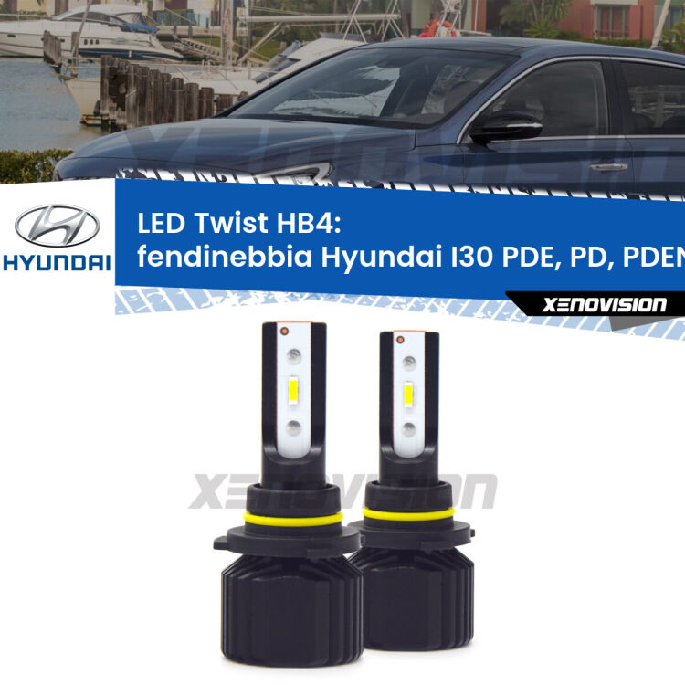 <strong>Kit fendinebbia LED</strong> HB4 per <strong>Hyundai I30</strong> PDE, PD, PDEN 2016 in poi. Compatte, impermeabili, senza ventola: praticamente indistruttibili. Top Quality.