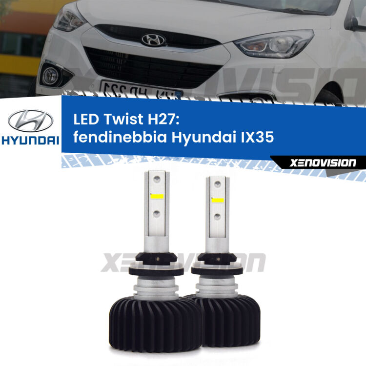 <strong>Kit fendinebbia LED</strong> H27 per <strong>Hyundai IX35</strong>  2009 - 2013. Compatte, impermeabili, senza ventola: praticamente indistruttibili. Top Quality.