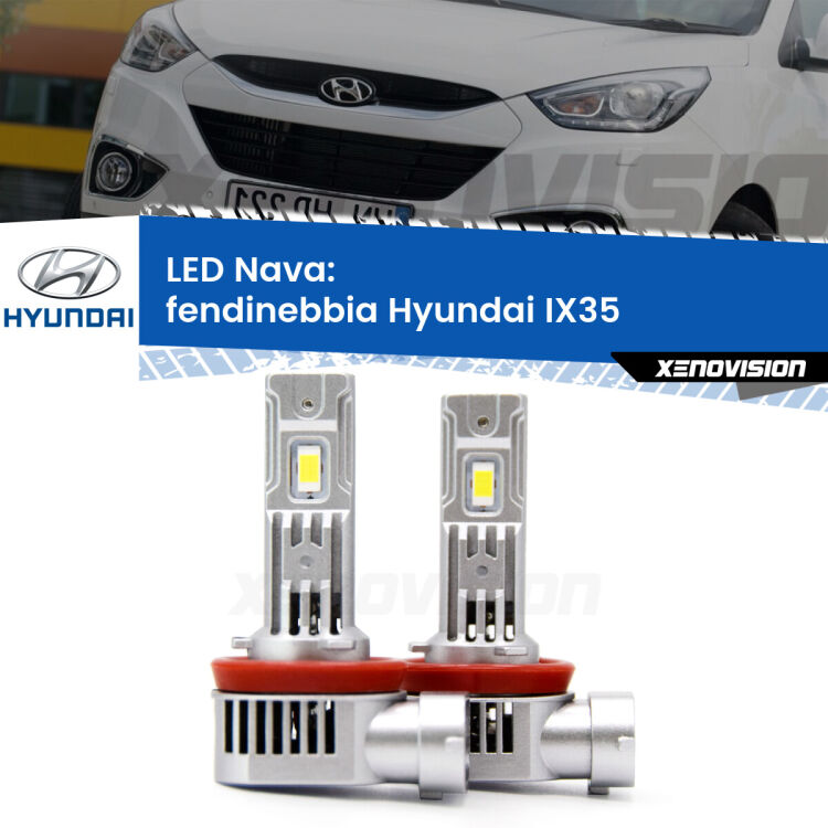 Fendinebbia LED Hyundai IX35  2014 - 2015: Nava 20,000Lm <strong>Fendinebbia LED no-spie per Hyundai IX35</strong>  2014 - 2015. Coppia lampade <strong>H11</strong>/H9/H8/H16(JP) modello Nava canbus, raffreddate a ventola.