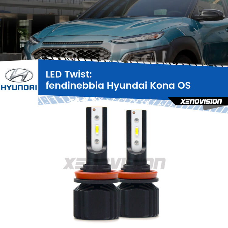 Fendinebbia LED Hyundai Kona OS 2017 - 2022: Twist 11,000Lm <strong>Kit fendinebbia LED</strong> per <strong>Hyundai Kona</strong> OS 2017 - 2022. Compatte, impermeabili, senza ventola: praticamente indistruttibili. Top Quality.