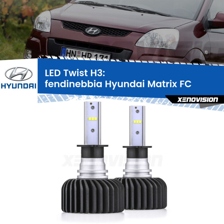 <strong>Kit fendinebbia LED</strong> H3 per <strong>Hyundai Matrix</strong> FC 2001 - 2010. Compatte, impermeabili, senza ventola: praticamente indistruttibili. Top Quality.
