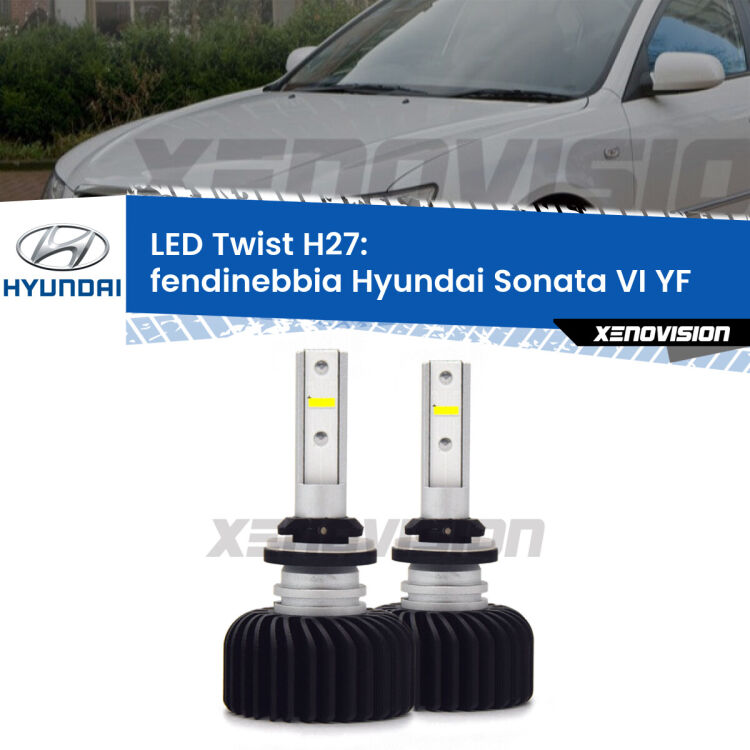 <strong>Kit fendinebbia LED</strong> H27 per <strong>Hyundai Sonata VI</strong> YF 2009 - 2015. Compatte, impermeabili, senza ventola: praticamente indistruttibili. Top Quality.