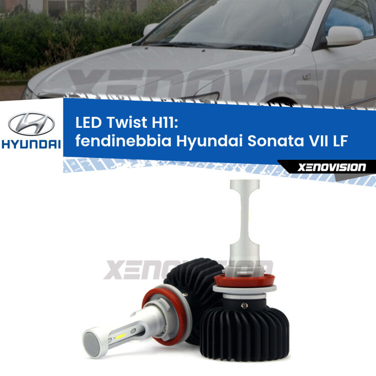 <strong>Kit fendinebbia LED</strong> H11 per <strong>Hyundai Sonata VII</strong> LF 2014 in poi. Compatte, impermeabili, senza ventola: praticamente indistruttibili. Top Quality.
