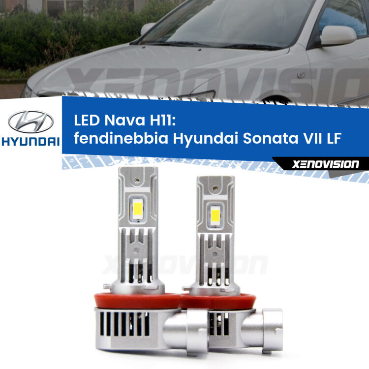 Fendinebbia LED Hyundai Sonata VII LF 2014 in poi: Nava 20,000Lm <strong>Fendinebbia LED no-spie per Hyundai Sonata VII</strong> LF 2014 in poi. Coppia lampade <strong>H11</strong>/H9/H8/H16(JP) modello Nava canbus, raffreddate a ventola.