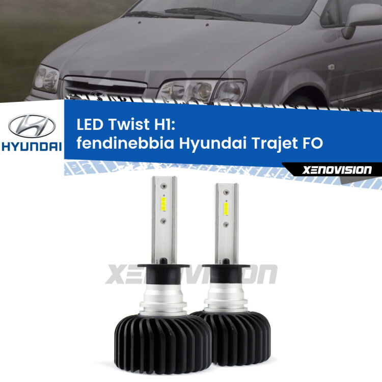 Fendinebbia LED Hyundai Trajet FO 2000 - 2008: H1 11,000Lm <strong>Kit fendinebbia LED</strong> H1 per <strong>Hyundai Trajet</strong> FO 2000 - 2008. Compatte, impermeabili, senza ventola: praticamente indistruttibili. Top Quality.